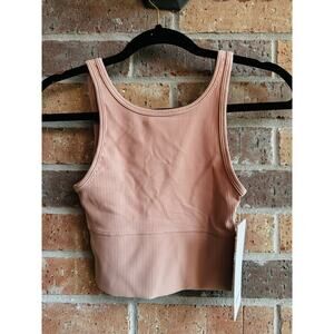 Lululemon Women's Pink Clay Ribbed Power Pivot Cropped Tank Tops Size 0 NWT